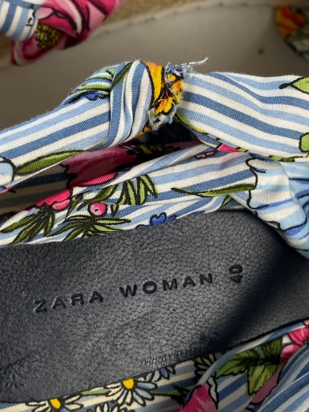 ZARA Women Tied Floral Raffia Platforms Shoes Size US 10/ EU 40